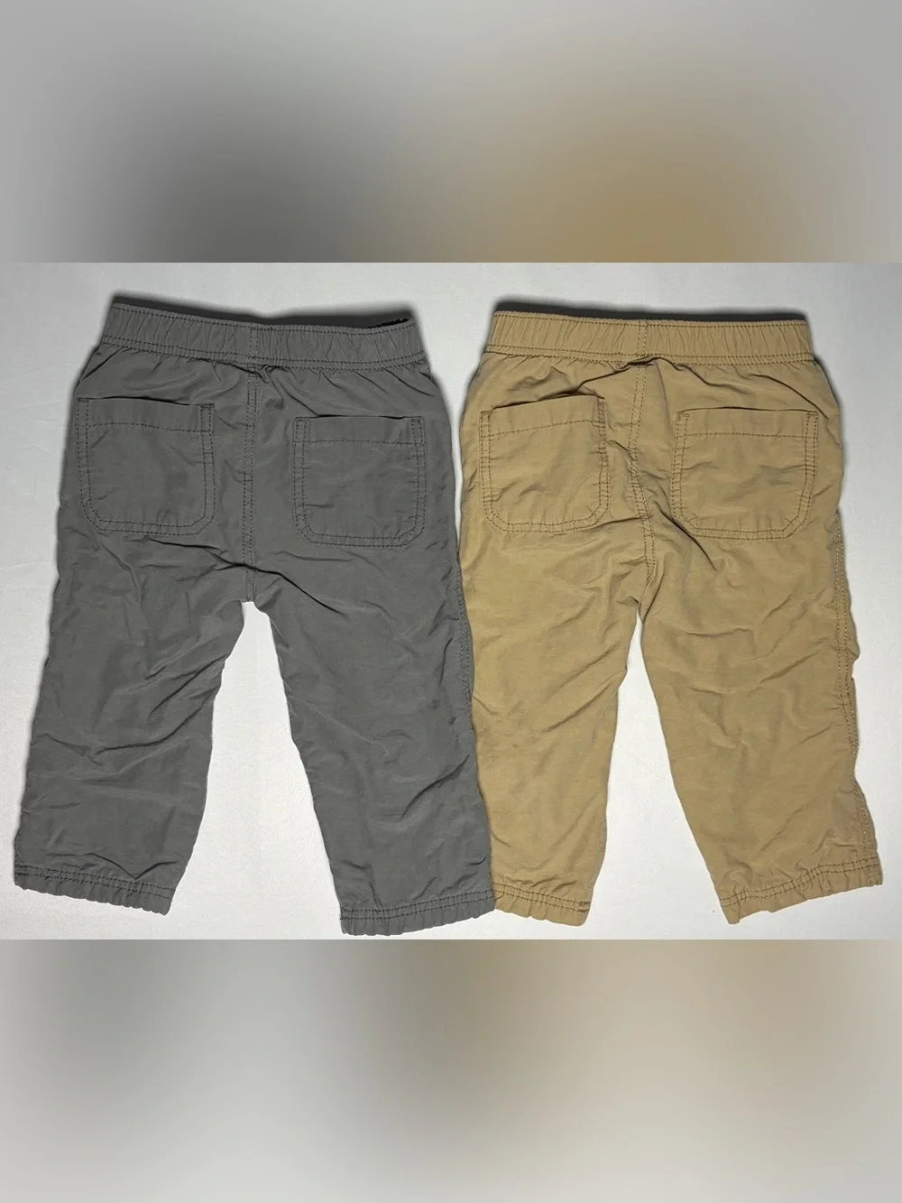 Old Navy Lined Pants Set of 2 Baby Boy 12-18mo Khaki Gray Excellent
